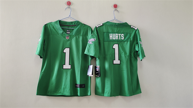 Women's Philadelphia Eagles #1 Jalen Hurts Kelly Green Vapor Stitched Football Jersey(Run Small) Women's Philadelphia Eagles #1 Jalen Hurts Kelly Green Vapor Stitched Football Jersey(Run Small)