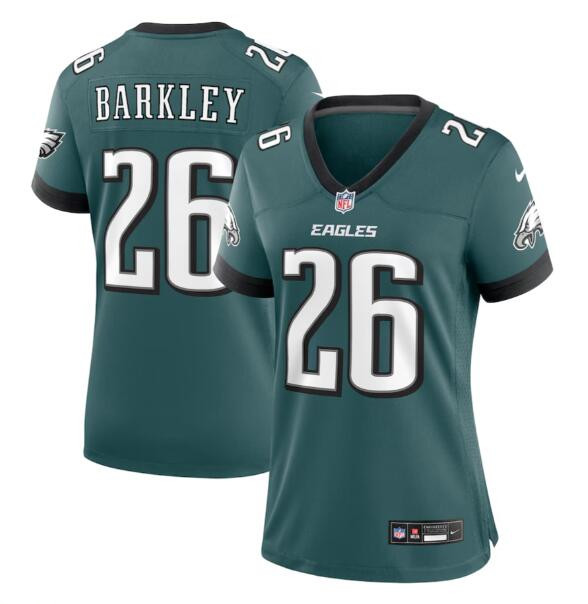 Women's Philadelphia Eagles #26 Saquon Barkley Green Stitched Football Jersey(Run Small) Women's Philadelphia Eagles #26 Saquon Barkley Green Stitched Football Jersey(Run Small)