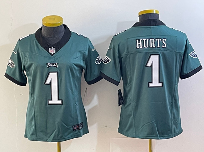 Women's Philadelphia Eagles #1 Jalen Hurts Green 2023 F.U.S.E. Vapor Untouchable Limited Stitched Football Jersey(Run Small) Women's Philadelphia Eagles #1 Jalen Hurts Green 2023 F.U.S.E. Vapor Untouchable Limited Stitched Football Jersey(Run Small)