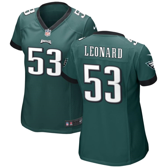 Women's Philadelphia Eagles #53 Shaquille Leonard Green Stitched Football Jersey Run Small Women's Philadelphia Eagles #53 Shaquille Leonard Green Stitched Football Jersey Run Small