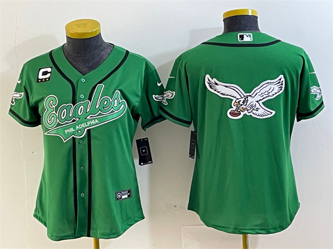 Women's Philadelphia Eagles Green Team Big Logo With 3-Star C Patch Cool Base Stitched Baseball Jersey(Run Small) 1 Women's Philadelphia Eagles Green Team Big Logo With 3-Star C Patch Cool Base Stitched Baseball Jersey(Run Small) 1