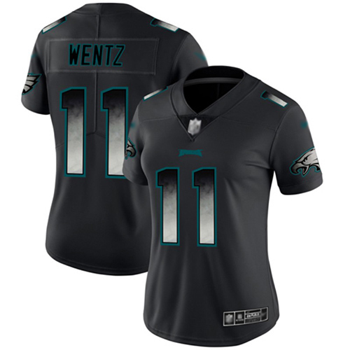 Eagles #11 Carson Wentz Black Women's Stitched Football Vapor Untouchable Limited Smoke Fashion Jersey Eagles #11 Carson Wentz Black Women's Stitched Football Vapor Untouchable Limited Smoke Fashion Jersey