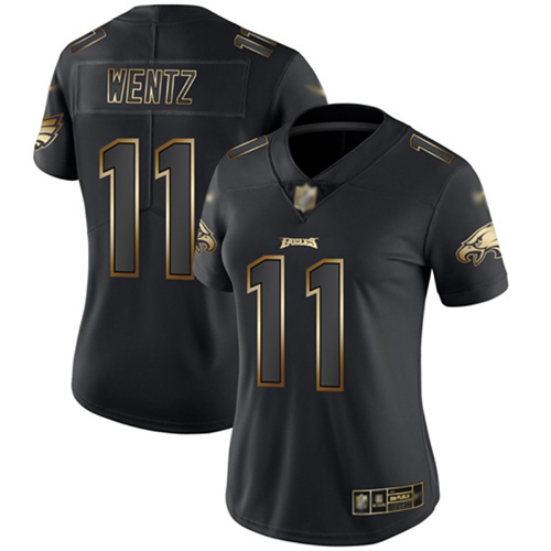 Eagles #11 Carson Wentz Black Gold Women's Stitched Football Vapor Untouchable Limited Jersey Eagles #11 Carson Wentz Black Gold Women's Stitched Football Vapor Untouchable Limited Jersey