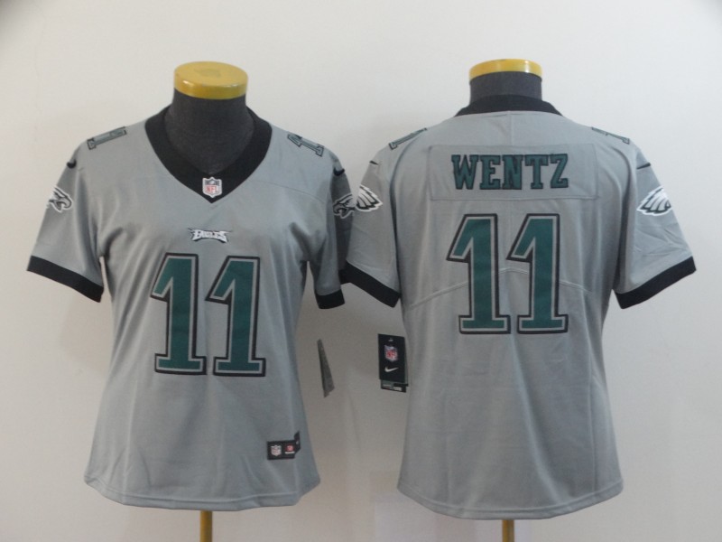 Women Nike Eagles 11 Carson Wentz Silver Women Inverted Legend Limited Jersey Women Nike Eagles 11 Carson Wentz Silver Women Inverted Legend Limited Jersey