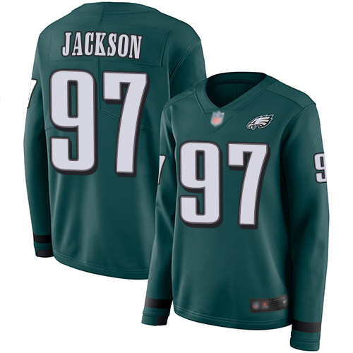 Eagles #97 Malik Jackson Midnight Green Team Color Women's Stitched Football Limited Therma Long Sleeve Eagles #97 Malik Jackson Midnight Green Team Color Women's Stitched Football Limited Therma Long Sleeve