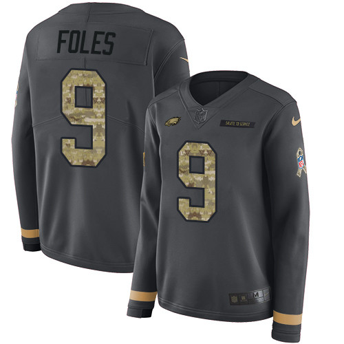 Nike Eagles #9 Nick Foles Anthracite Salute to Service Women's Stitched Nike Eagles #9 Nick Foles Anthracite Salute to Service Women's Stitched