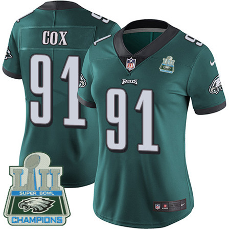 Nike Eagles #91 Fletcher Cox Midnight Green Team Color Super Bowl LII Champions Women's Stitched NFL Vapor Untouchable Limited Jersey Nike Eagles #91 Fletcher Cox Midnight Green Team Color Super Bowl LII Champions Women's Stitched NFL Vapor Untouchable Limited Jersey