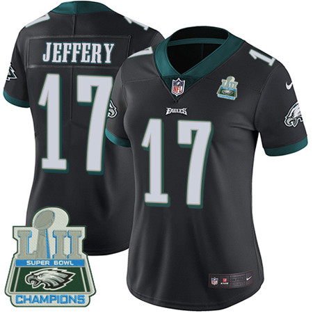 Nike Eagles #17 Alshon Jeffery Black Alternate Super Bowl LII Champions Women's Stitched NFL Vapor Untouchable Limited Jersey Nike Eagles #17 Alshon Jeffery Black Alternate Super Bowl LII Champions Women's Stitched NFL Vapor Untouchable Limited Jersey