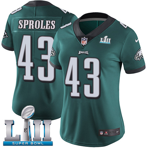 Nike Eagles #43 Darren Sproles Midnight Green Team Color Super Bowl LII Women's Stitched NFL Vapor Untouchable Limited Jersey Nike Eagles #43 Darren Sproles Midnight Green Team Color Super Bowl LII Women's Stitched NFL Vapor Untouchable Limited Jersey