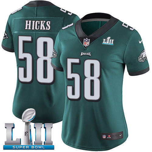 Nike Eagles #58 Jordan Hicks Midnight Green Team Color Super Bowl LII Women's Stitched NFL Vapor Untouchable Limited Jersey Nike Eagles #58 Jordan Hicks Midnight Green Team Color Super Bowl LII Women's Stitched NFL Vapor Untouchable Limited Jersey