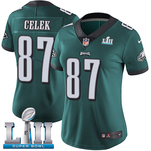 Nike Eagles #87 Brent Celek Midnight Green Team Color Super Bowl LII Women's Stitched NFL Vapor Untouchable Limited Jersey Nike Eagles #87 Brent Celek Midnight Green Team Color Super Bowl LII Women's Stitched NFL Vapor Untouchable Limited Jersey