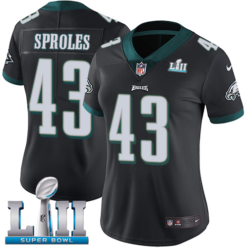 Nike Eagles #43 Darren Sproles Black Alternate Super Bowl LII Women's Stitched NFL Vapor Untouchable Limited Jersey Nike Eagles #43 Darren Sproles Black Alternate Super Bowl LII Women's Stitched NFL Vapor Untouchable Limited Jersey