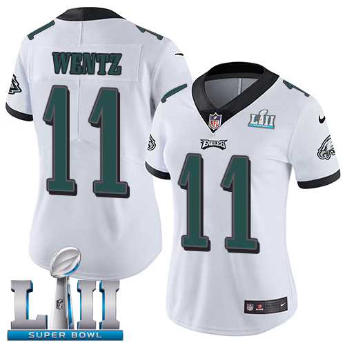 Nike Eagles #11 Carson Wentz White Super Bowl LII Women's Stitched NFL Vapor Untouchable Limited Jersey Nike Eagles #11 Carson Wentz White Super Bowl LII Women's Stitched NFL Vapor Untouchable Limited Jersey
