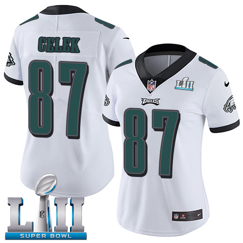Nike Eagles #87 Brent Celek White Super Bowl LII Women's Stitched NFL Vapor Untouchable Limited Jersey Nike Eagles #87 Brent Celek White Super Bowl LII Women's Stitched NFL Vapor Untouchable Limited Jersey