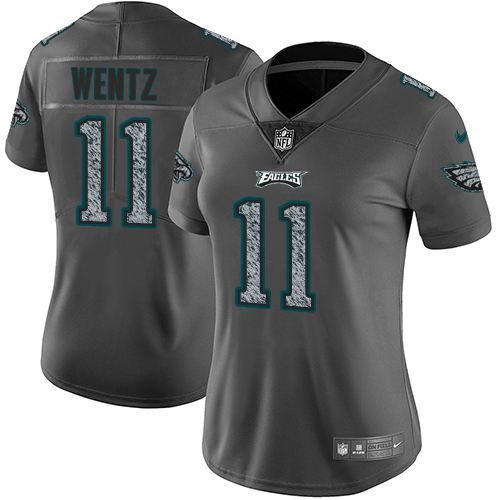 Nike Eagles #11 Carson Wentz Gray Static Women's NFL Vapor Untouchable Game Jersey Nike Eagles #11 Carson Wentz Gray Static Women's NFL Vapor Untouchable Game Jersey