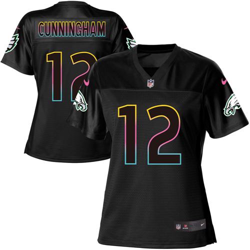 Nike Eagles #12 Randall Cunningham Black Women's NFL Fashion Game Jersey Nike Eagles #12 Randall Cunningham Black Women's NFL Fashion Game Jersey