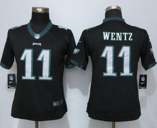 Nike Eagles #11 Carson Wentz Black Alternate Women's Stitched NFL New Limited Jersey Nike Eagles #11 Carson Wentz Black Alternate Women's Stitched NFL New Limited Jersey