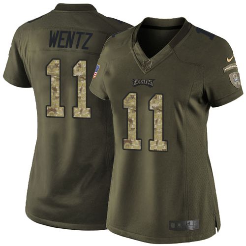 Nike Eagles #11 Carson Wentz Green Women's Stitched NFL Limited Salute to Service Jersey Nike Eagles #11 Carson Wentz Green Women's Stitched NFL Limited Salute to Service Jersey