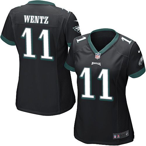 Nike Eagles #11 Carson Wentz Black Alternate Women's Stitched NFL New Elite Jersey Nike Eagles #11 Carson Wentz Black Alternate Women's Stitched NFL New Elite Jersey