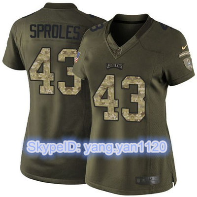 Nike Eagles #43 Darren Sproles Green Women's Stitched NFL Limited Salute to Service Jersey Nike Eagles #43 Darren Sproles Green Women's Stitched NFL Limited Salute to Service Jersey