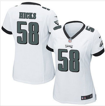 Women Nike Eagles #58 Jordan Hicks White Stitched NFL New Elite Jersey Women Nike Eagles #58 Jordan Hicks White Stitched NFL New Elite Jersey