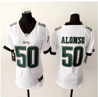 Women New Eagles #50 Kiko Alonso White Stitched NFL New Elite Jersey Women New Eagles #50 Kiko Alonso White Stitched NFL New Elite Jersey