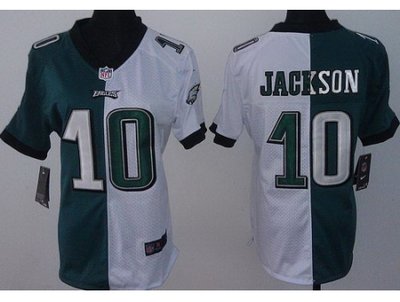 Women NEW Philadelphia Eagles 10 DeSean Jackson White Green Split NFL Jerseys Women NEW Philadelphia Eagles 10 DeSean Jackson White Green Split NFL Jerseys