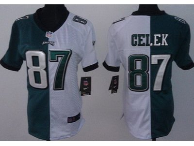 Women NEW Philadelphia Eagles 87 Brent Celek White Green Split NFL Jerseys Women NEW Philadelphia Eagles 87 Brent Celek White Green Split NFL Jerseys