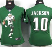 Womens Nike Philadelphia Eagles 10 Jackson Green Portrait Fashion Game Jerseys