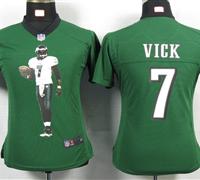 Womens Nike Philadelphia Eagles 7 Vick Green Portrait Fashion Game Jerseys