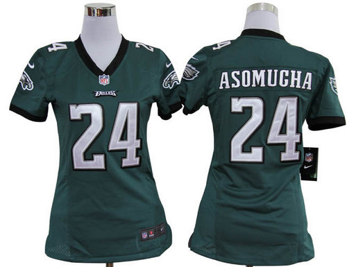 Womens Nike Philadelphia Eagles #24 Nnamdi Asomugha Green Game Jerseys