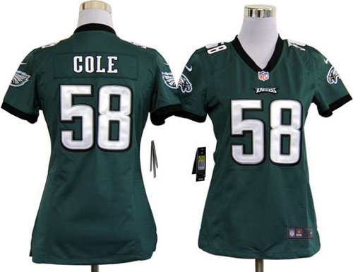 Women Nike Philadelphia Eagles 58 Trent Cole Green Jerseys