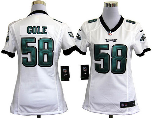 Women Nike Philadelphia Eagles 58 Trent Cole White Jerseys