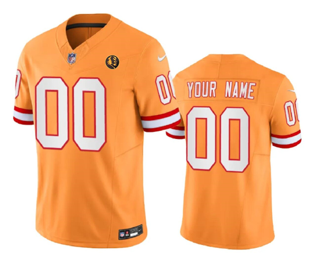 Men's Tampa Bay Buccaneers Active Player Custom Gold 2023 F.U.S.E. Throwback With John Madden Patch Vapor Limited Stitched Football Jersey Men's Tampa Bay Buccaneers Active Player Custom Gold 2023 F.U.S.E. Throwback With John Madden Patch Vapor Limited Stitched Football Jersey