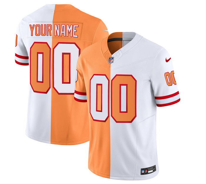 Men's Tampa Bay Buccaneers Active Player Custom 2023 F.U.S.E.White Gold Split Throwback Limited Stitched Jersey Men's Tampa Bay Buccaneers Active Player Custom 2023 F.U.S.E.White Gold Split Throwback Limited Stitched Jersey