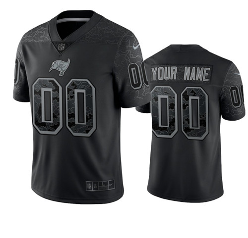 Men's Custom Tampa Bay Buccaneers Black Reflective Limited Stitched Jersey Men's Custom Tampa Bay Buccaneers Black Reflective Limited Stitched Jersey