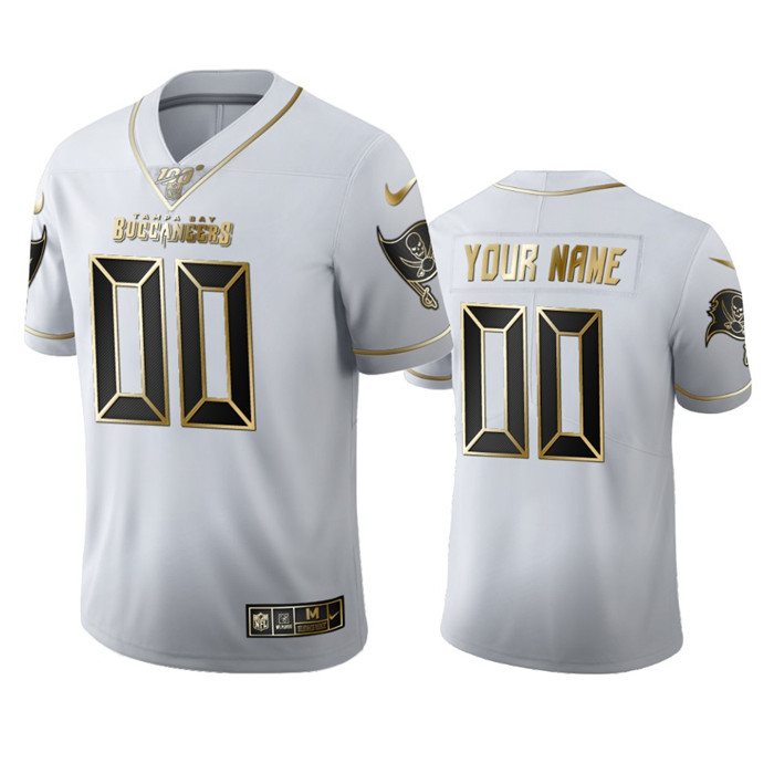 Tampa Bay Buccaneers Custom Men's Nike White Golden Edition Vapor Limited NFL 100 Jersey Tampa Bay Buccaneers Custom Men's Nike White Golden Edition Vapor Limited NFL 100 Jersey