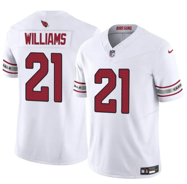 Men's Arizona Cardinals #21 Garrett Williams White 2024 F.U.S.E. Vapor Untouchable Limited Stitched Jersey Men's Arizona Cardinals #21 Garrett Williams White 2024 F.U.S.E. Vapor Untouchable Limited Stitched Jersey