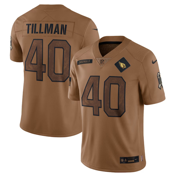 Men's Arizona Cardinals #40 Pat Tillman 2023 Brown Salute To Service Limited Stitched Football Jersey Men's Arizona Cardinals #40 Pat Tillman 2023 Brown Salute To Service Limited Stitched Football Jersey
