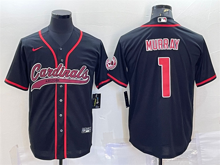 Men's Arizona Cardinals #1 Kyler Murray Black With Patch Cool Base Stitched Baseball Jersey Men's Arizona Cardinals #1 Kyler Murray Black With Patch Cool Base Stitched Baseball Jersey