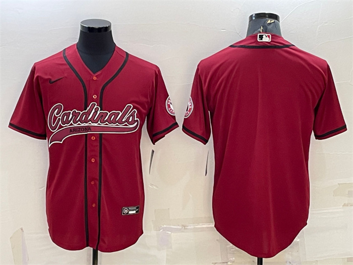 Men's Arizona Cardinals Blank Red With Patch Cool Base Stitched Baseball Jersey Men's Arizona Cardinals Blank Red With Patch Cool Base Stitched Baseball Jersey
