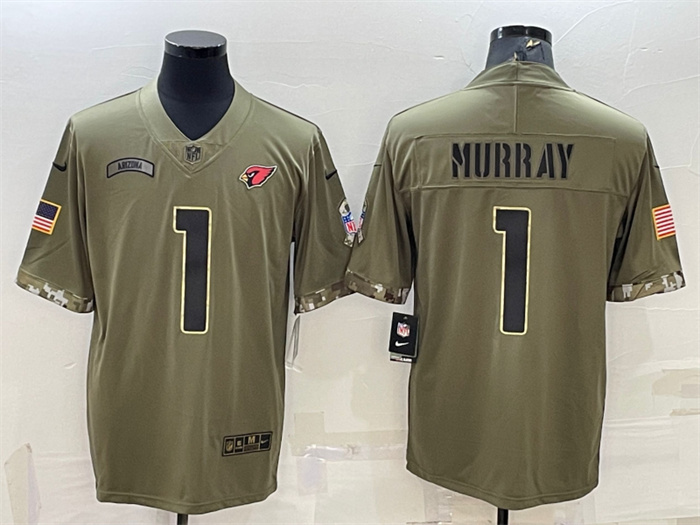 Men's Arizona Cardinals #1 Kyler Murray Olive 2022 Salute To Service Limited Stitched Jersey Men's Arizona Cardinals #1 Kyler Murray Olive 2022 Salute To Service Limited Stitched Jersey