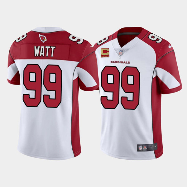 Men's Arizona Cardinals #99 J.J. Watt 2022 White With 4-Star C Patch Vapor Untouchable Limited Stitched Jersey Men's Arizona Cardinals #99 J.J. Watt 2022 White With 4-Star C Patch Vapor Untouchable Limited Stitched Jersey