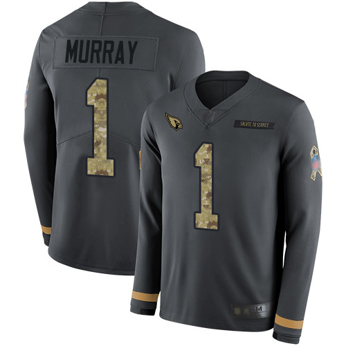 Cardinals #1 Kyler Murray Anthracite Salute to Service Men's Stitched Football Limited Therma Long Sleeve Jersey Cardinals #1 Kyler Murray Anthracite Salute to Service Men's Stitched Football Limited Therma Long Sleeve Jersey