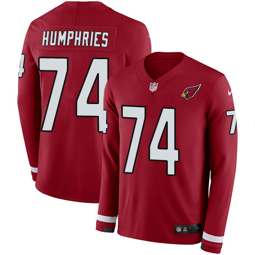 Nike Cardinals #74 D.J. Humphries Red Team Color Men's Stitched NFL Limited Therma Long Sleeve Jersey Nike Cardinals #74 D.J. Humphries Red Team Color Men's Stitched NFL Limited Therma Long Sleeve Jersey