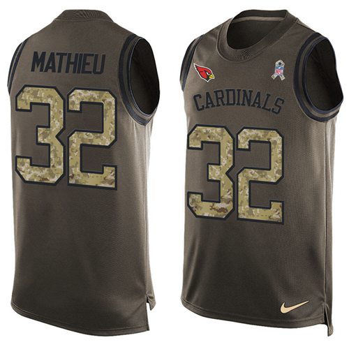 Nike Cardinals #32 Tyrann Mathieu Green Men's Stitched NFL Limited Salute To Service Tank Top Jersey Nike Cardinals #32 Tyrann Mathieu Green Men's Stitched NFL Limited Salute To Service Tank Top Jersey