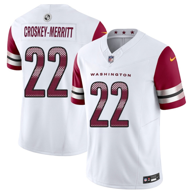 Men's Washington Commanders #22 Jacory Croskey-Merritt White 2025 F.U.S.E. Vapor Limited Stitched Football Jersey Men's Washington Commanders #22 Jacory Croskey-Merritt White 2025 F.U.S.E. Vapor Limited Stitched Football Jersey
