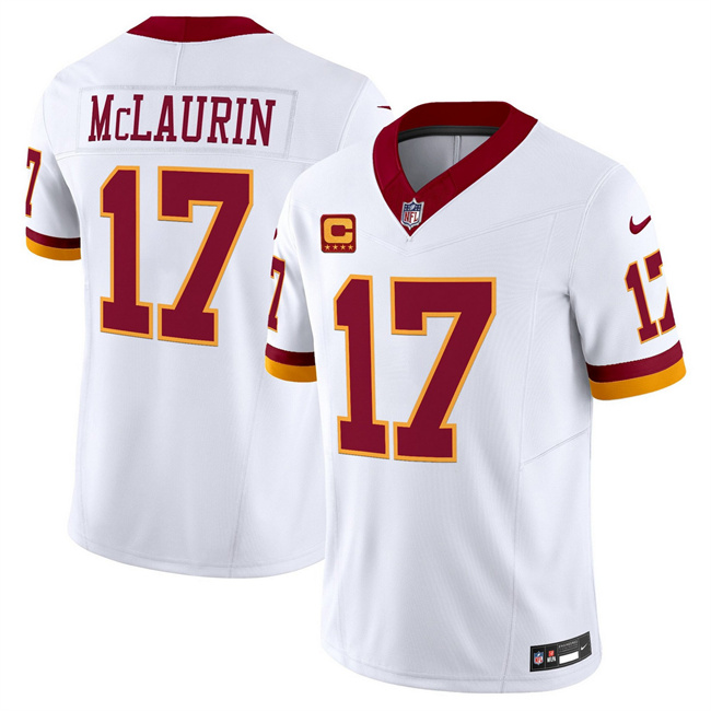Men's Washington Commanders #17 Terry McLaurin White 2025 F.U.S.E. With 4-star C Patch Throwback Vapor Limited Stitched Football Jersey Men's Washington Commanders #17 Terry McLaurin White 2025 F.U.S.E. With 4-star C Patch Throwback Vapor Limited Stitched Football Jersey