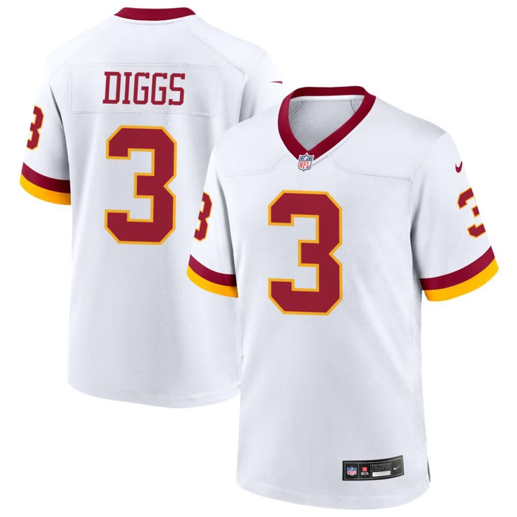 Men's Washington Commanders #3 Stephon Diggs White Vapor Limited Stitched Football Jersey