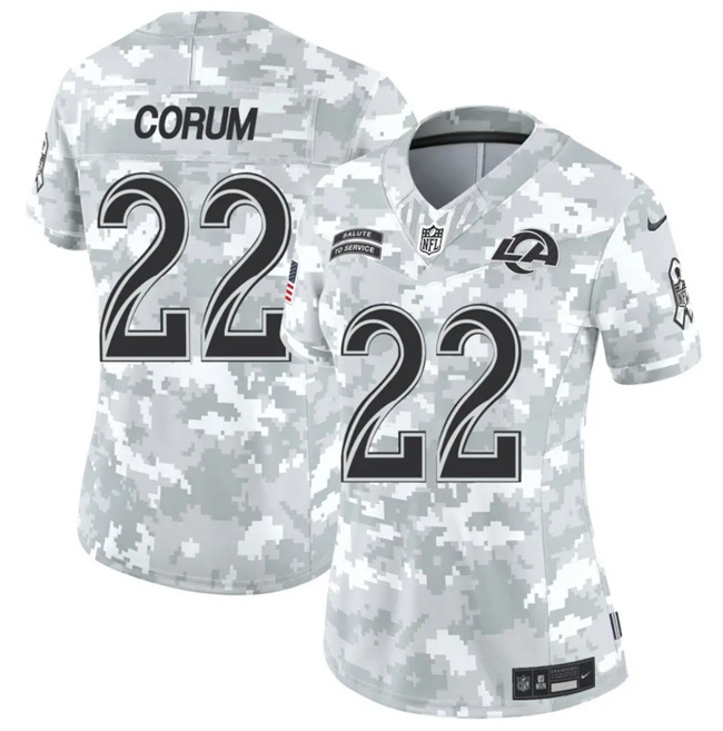 Women's Los Angeles Rams #22 Blake Corum 2024 F.U.S.E Arctic Camo Salute To Service Limited Stitched Football Jersey(Run Small) Women's Los Angeles Rams #22 Blake Corum 2024 F.U.S.E Arctic Camo Salute To Service Limited Stitched Football Jersey(Run Small)